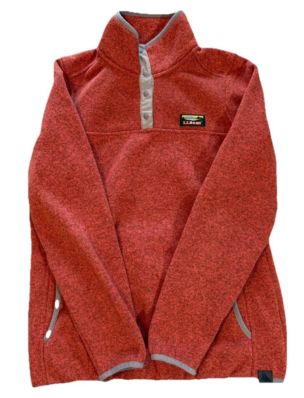 LL Bean Better Sweater Fleece Pullover Womens Small Snaps Mock Neck Logo